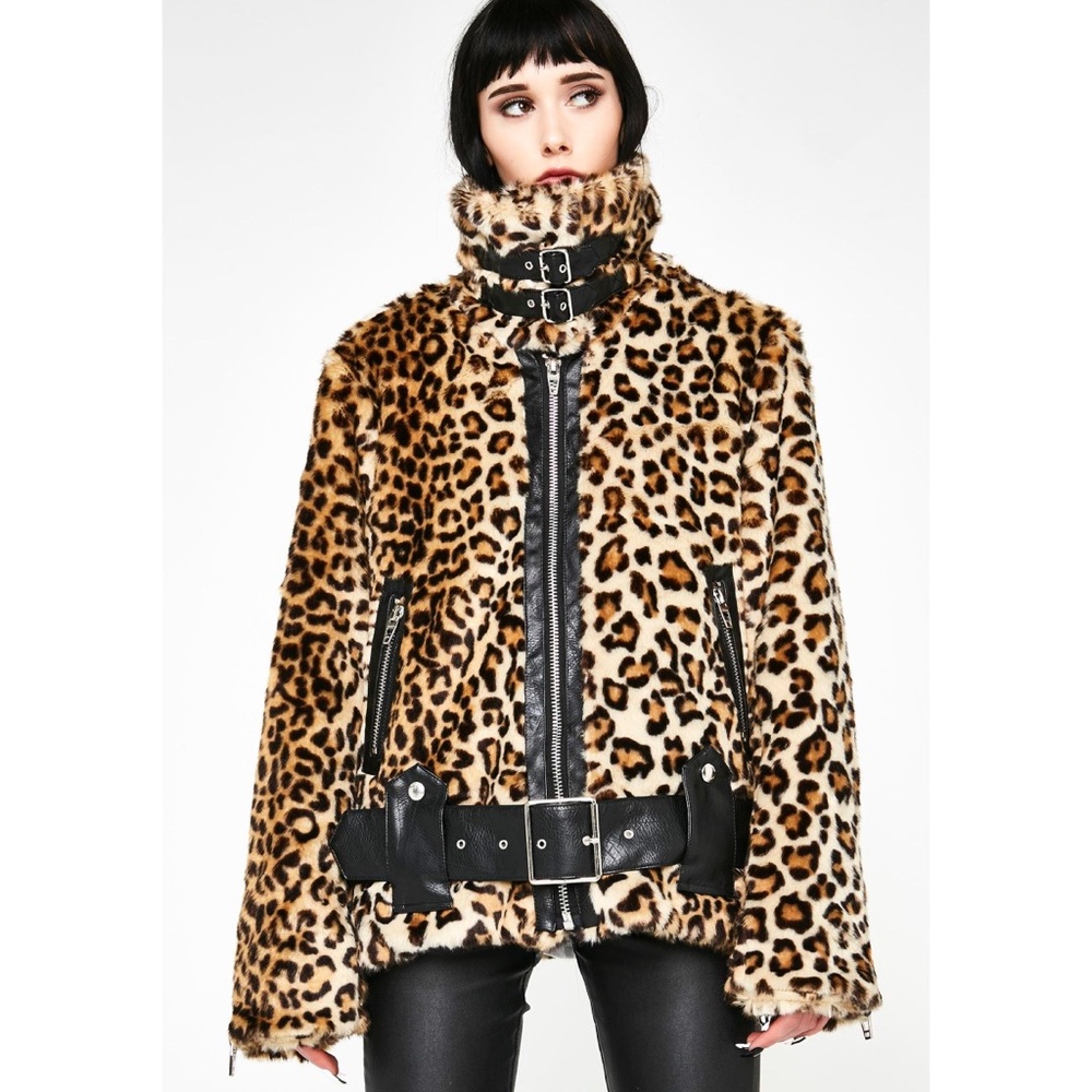 NWT Blank NYC Note To Self Faux Fur Biker Jacket